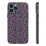 Grey and Pink Leopard Print Tough Phone Case