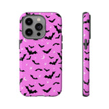 Pink Spooky Bat Print Tough Phone Cases