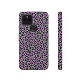 Grey and Pink Leopard Print Tough Phone Case