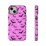 Pink Spooky Bat Print Tough Phone Cases