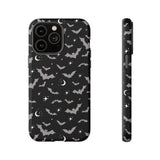 Black Spooky Bat Print Tough Phone Cases