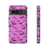 Pink Spooky Bat Print Tough Phone Cases