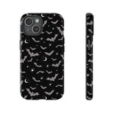 Black Spooky Bat Print Tough Phone Cases