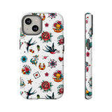 White Old School Retro Tattoo Tough Phone Case