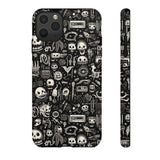 Creepy Doodle Skulls Print Tough Phone Cases
