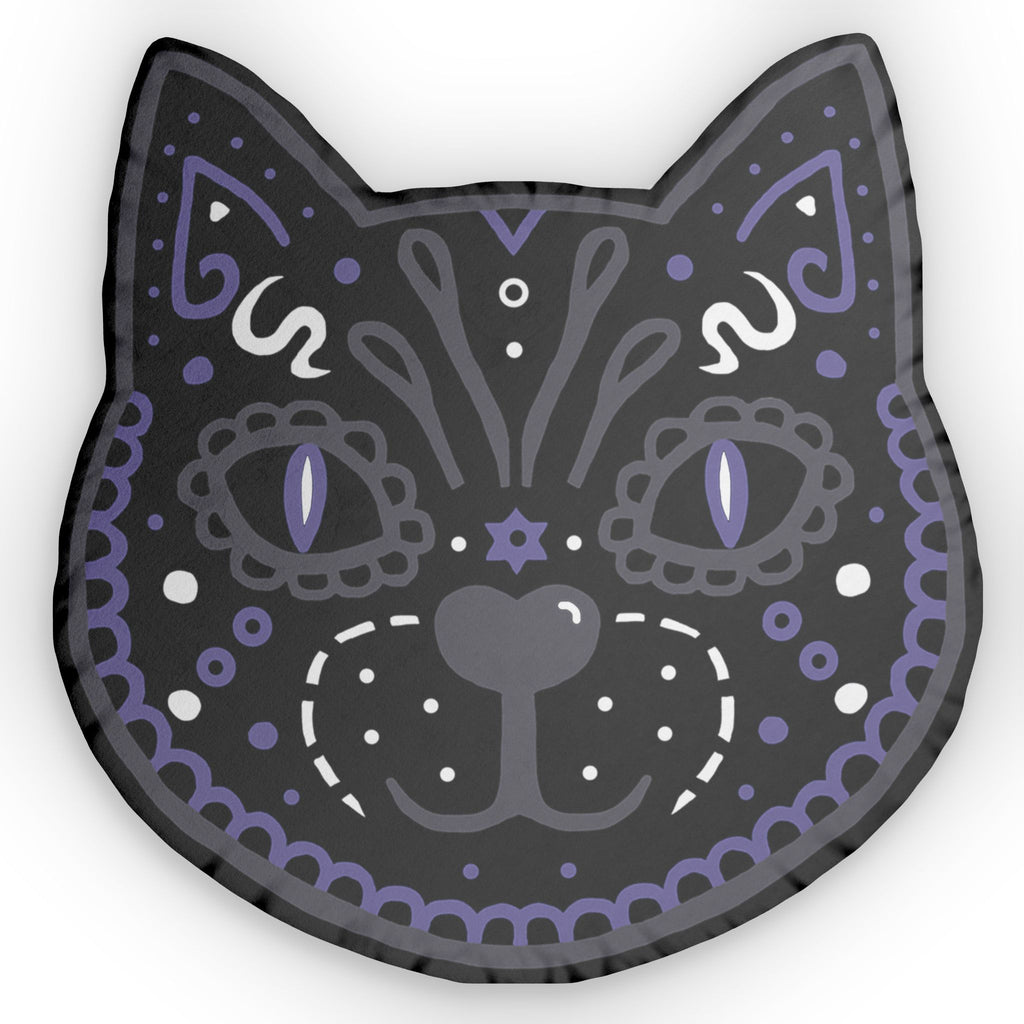 Sugar skull kitty cushion rockabilly home sofa