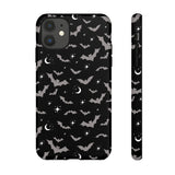 Black Spooky Bat Print Tough Phone Cases