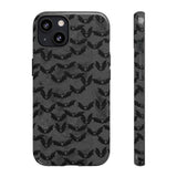 Grey Spooky Bat Print Tough Phone Cases