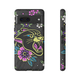 Floral Panther Print Tough Phone Case
