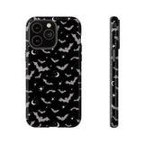 Black Spooky Bat Print Tough Phone Cases