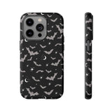 Black Spooky Bat Print Tough Phone Cases