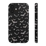Black Spooky Bat Print Tough Phone Cases