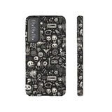 Creepy Doodle Skulls Print Tough Phone Cases
