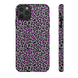 Grey and Pink Leopard Print Tough Phone Case