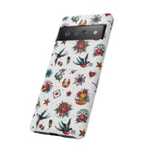 White Old School Retro Tattoo Tough Phone Case