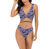 Lilac Bats Crossover Bikini Swimsuit
