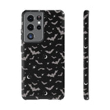 Black Spooky Bat Print Tough Phone Cases