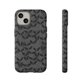 Grey Spooky Bat Print Tough Phone Cases