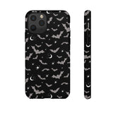 Black Spooky Bat Print Tough Phone Cases