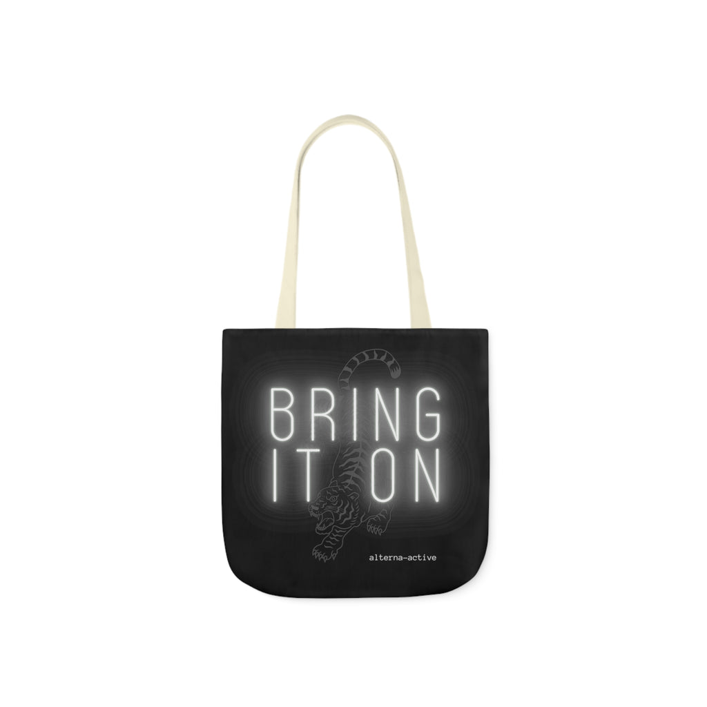 Alternawear Branded 'Bring it On' Tiger and Neon Print Polyester Canvas Tote Bag