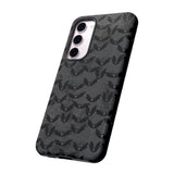 Grey Spooky Bat Print Tough Phone Cases