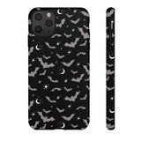Black Spooky Bat Print Tough Phone Cases