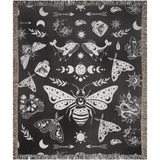 Witchy Woven Throw – Celestial Cotton Blanket with Fringe