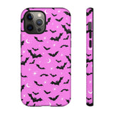 Pink Spooky Bat Print Tough Phone Cases