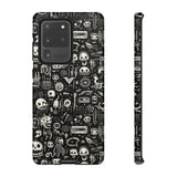 Creepy Doodle Skulls Print Tough Phone Cases