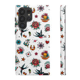 White Old School Retro Tattoo Tough Phone Case