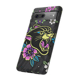 Floral Panther Print Tough Phone Case