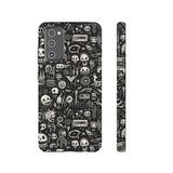 Creepy Doodle Skulls Print Tough Phone Cases