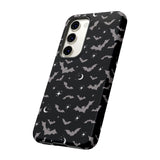 Black Spooky Bat Print Tough Phone Cases