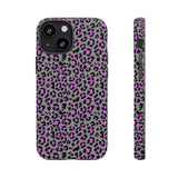 Grey and Pink Leopard Print Tough Phone Case
