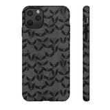 Grey Spooky Bat Print Tough Phone Cases
