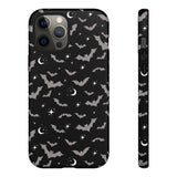 Black Spooky Bat Print Tough Phone Cases