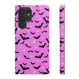 Pink Spooky Bat Print Tough Phone Cases