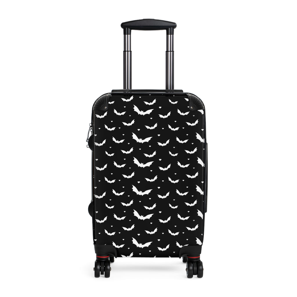 Black Bat Print Suitcase Gothic Travel Bag