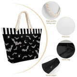 Witchy & Wild – Spooky Bat Print Rope Handle Beach Bag