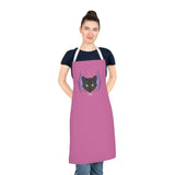 ZAlternawear Pink Apron with Black Cat head logo and 'ESTD 2008', text on a female model facing forward.