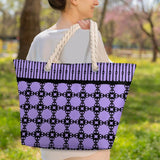 Lilac Skull and Bones Beach Bag | Pastel Goth Tote Bag | Spooky Cute Shoulder Bag | Alternative Summer Accessory | Creepy Kawaii Tote