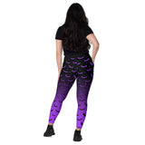 Purple Ombre Bat High Waisted Leggings with pockets