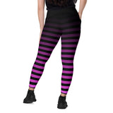 Pink Ombre Striped Punk Full Length Leggings with pockets