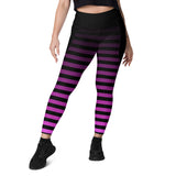 Pink Ombre Striped Punk Full Length Leggings with pockets