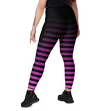 Pink Ombre Striped Punk Full Length Leggings with pockets