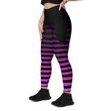Pink Ombre Striped Punk Full Length Leggings with pockets