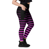 Pink Ombre Striped Punk Full Length Leggings with pockets
