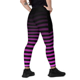Pink Ombre Striped Punk Full Length Leggings with pockets
