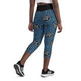 Sugar Skull Striped Leggings Yoga Capri Leggings