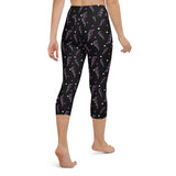 Rosafarbene Yoga-Capri-Leggings mit aufhellendem Bolzen und Leopardenmuster